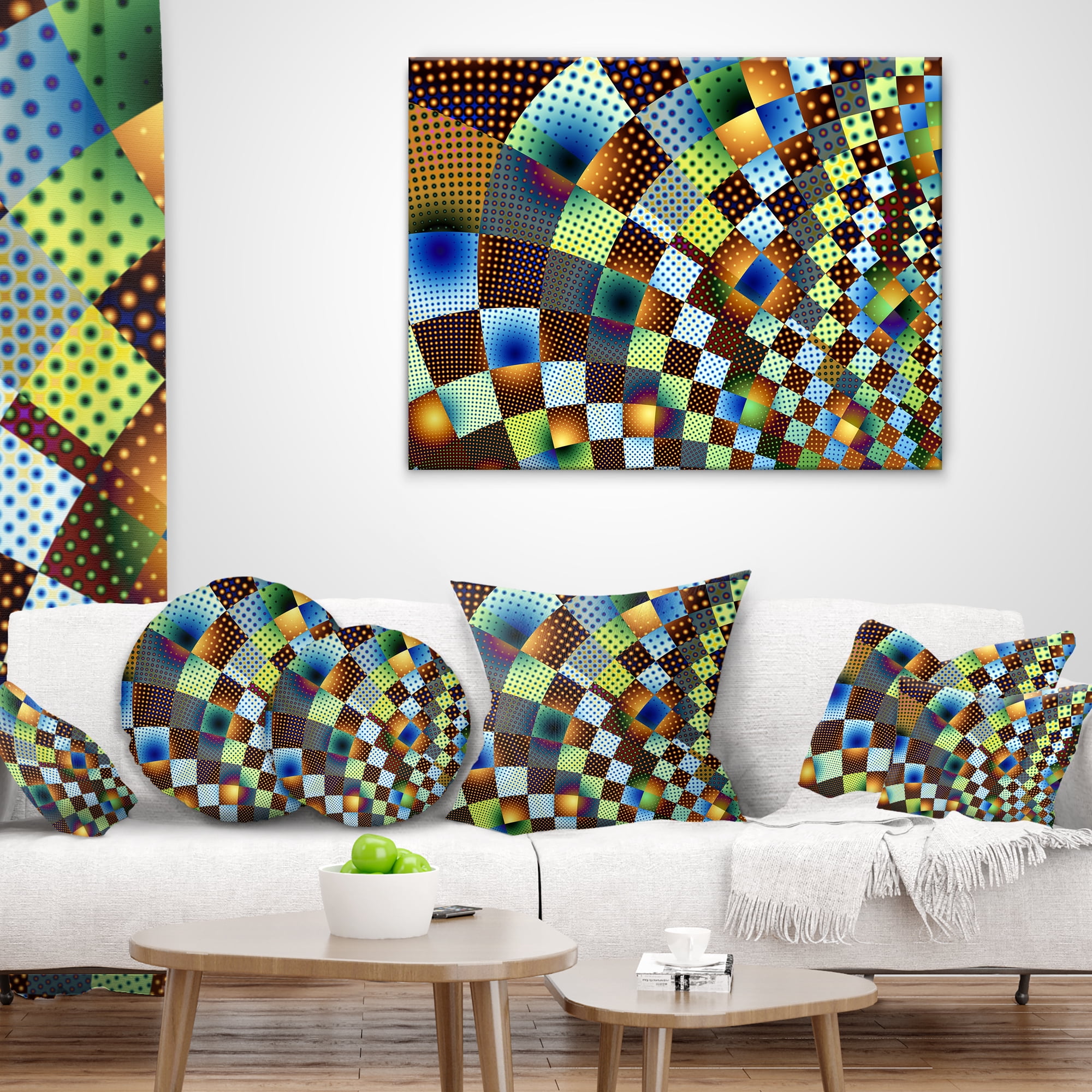 Designart Fractal Geometric Ornament Design - Contemporary Throw Pillow - 16x16