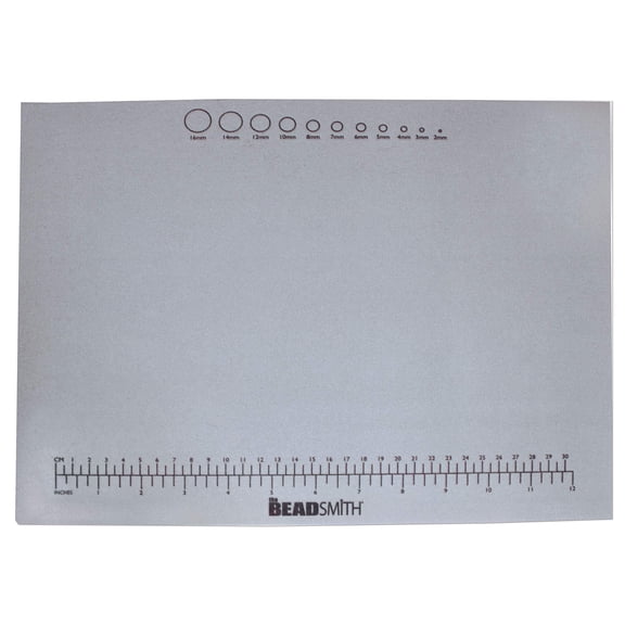 The Beadsmith Non-Slip Treasure Mat - 11 x 14 inches, Non-Slip Rubber Base with Soft Padded Surface, Laser Printed Measurements in inches and Centimeters, Clear Bag Hangable Put Up