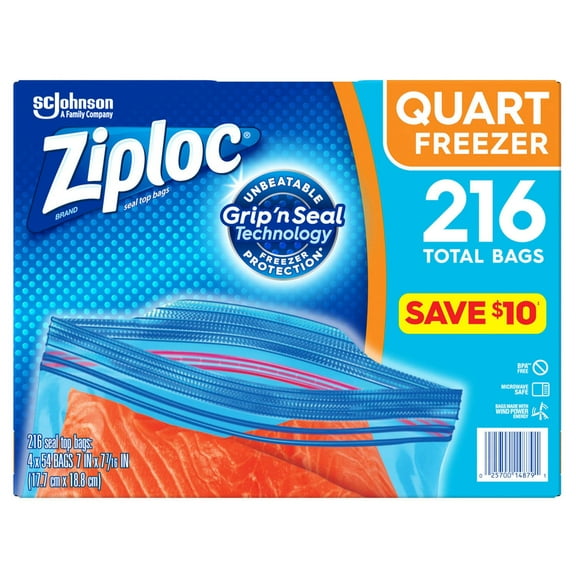 Ziploc Easy Open Tabs Freezer Quart Bags (216 ct.)