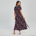 thumbnail image 2 of Mardi Gras Party Pattern Printed Short Sleeve Maxi Dress, Mardi Gras Fashion Summer Maxi Dress For Women, 2 of 4