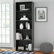 Mainstays 5-Shelf Bookcase with Adjustable Shelves, True Black Oak