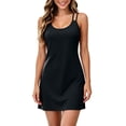 thumbnail image 2 of ClodeEU Women's Scoop Neck Spaghetti Strap Bodycon Mini Dress,Solid Slim Short Dress Black,Women's Plus L, 2 of 7