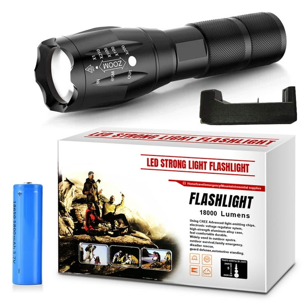 LED Flashlight,Super Bright High XML T6 LED Flashlights Portable Outdoor Water Resistant Torch Light Zoomable Flashlight with 5 Light Modes (Batteries Included) - Walmart.com