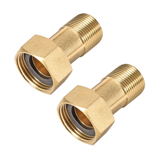 Conector de tubería de latón, nipple hexagonal, conector roscado macho G3/4 x hembra G1 para acoplamiento de medidor de agua de 60mm de longitud 2 piezas