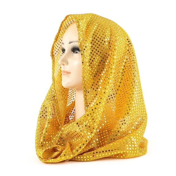 YUNAFFT Breathable Sequin Embellished Headscarf Hood for Women - Lightweight Solid Color Scarf Wrap with Charming Shimmer