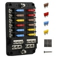 thumbnail image 2 of 12V 12 Way Marine Fuse Block Panel with Ground & Volt Box for Car Automotive Boat RV RZR, 2 of 4