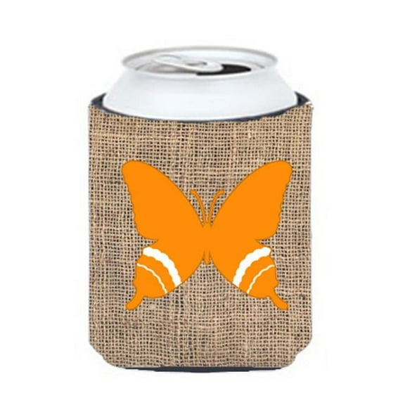 Butterfly Burlap and Orange Can or Bottle  Hugger