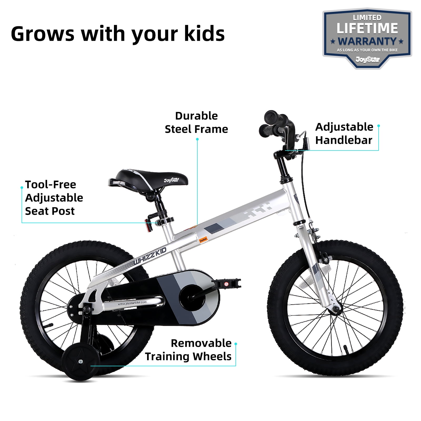 JOYSTAR 14 inch Kids Bike with Training Wheels & Handbrake for