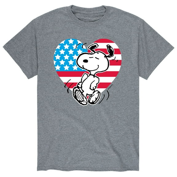 Peanuts - Snoopy USA Flag Heart - Men's Short Sleeve Graphic T-Shirt