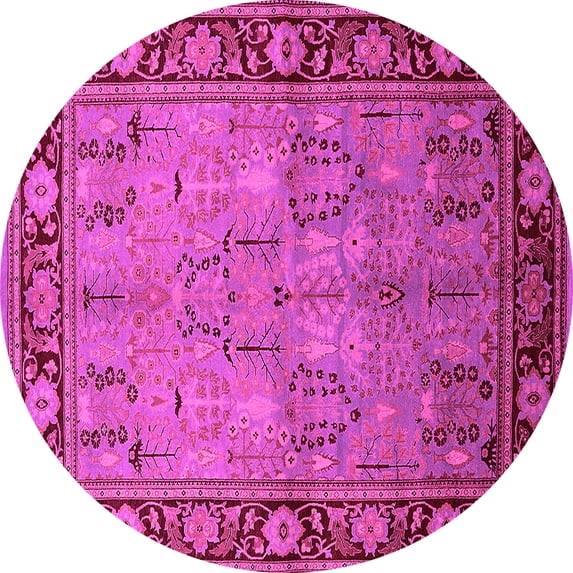 Ahgly Company Indoor Round Oriental Pink Industrial Area Rugs, 8' Round
