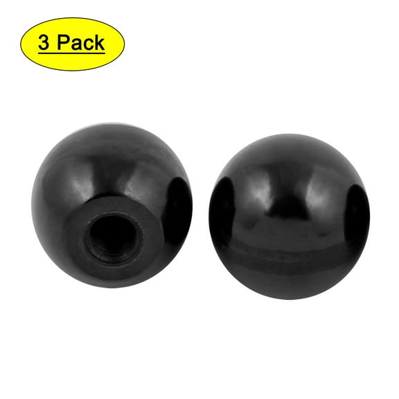 Unique Bargains 3Pcs Black Plastic Round Handle Ball Knob M12 Threaded 40mm Dia Machine Tools