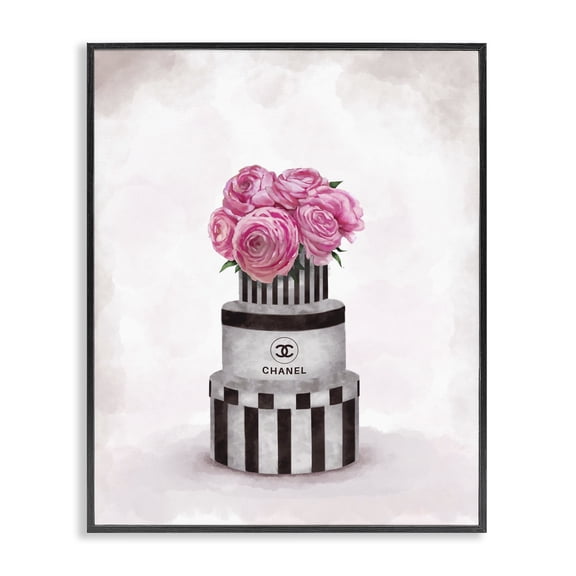 Stupell Industries Modern Fashion Flower Box Stack Pink Black Framed Giclee Art, 16 x 20, by Ziwei Li
