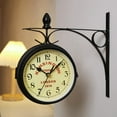 thumbnail image 3 of Retro Double-Sided Station Clock,Vintage Industrial Two Sides Wall Hanging Clock 5inch Garden Wall Clock, Black, 3 of 7