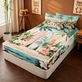 thumbnail image 2 of meiyoeat Hawaii Sea Beach Zipper Twin Comforter Sets with Fitted Sheet and 2 Pillowcases For Kids,Pink Kawaii Floral Blossom Zipper Bedding Set For Girls,Reversible,4-Piece, 2 of 7