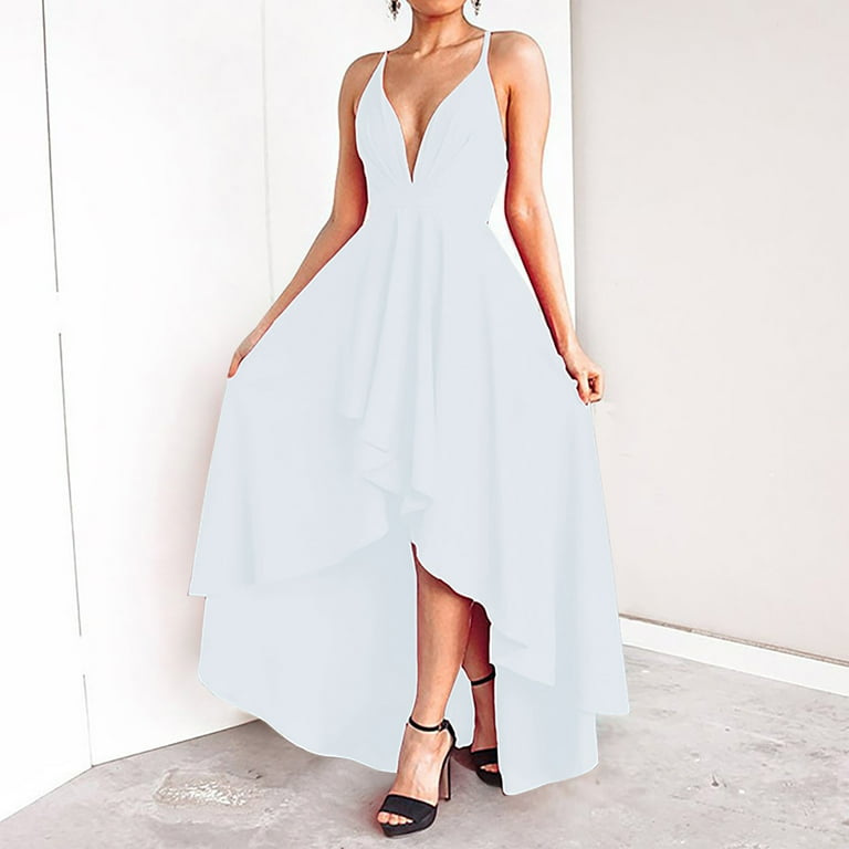 princess polly baby blue dress Women's Boho Summer Dress – V-Neck, Short Sleeve, Irregular Hem Midi  Length, Lightweight, For Beach, Vacation,
