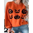 thumbnail image 4 of SUNSIOM Chandails d'Halloween d'Automne pour Femmes Imprimé Visage de Citrouille Fantôme Manches Longues Col Rond Tricot, 4 of 6