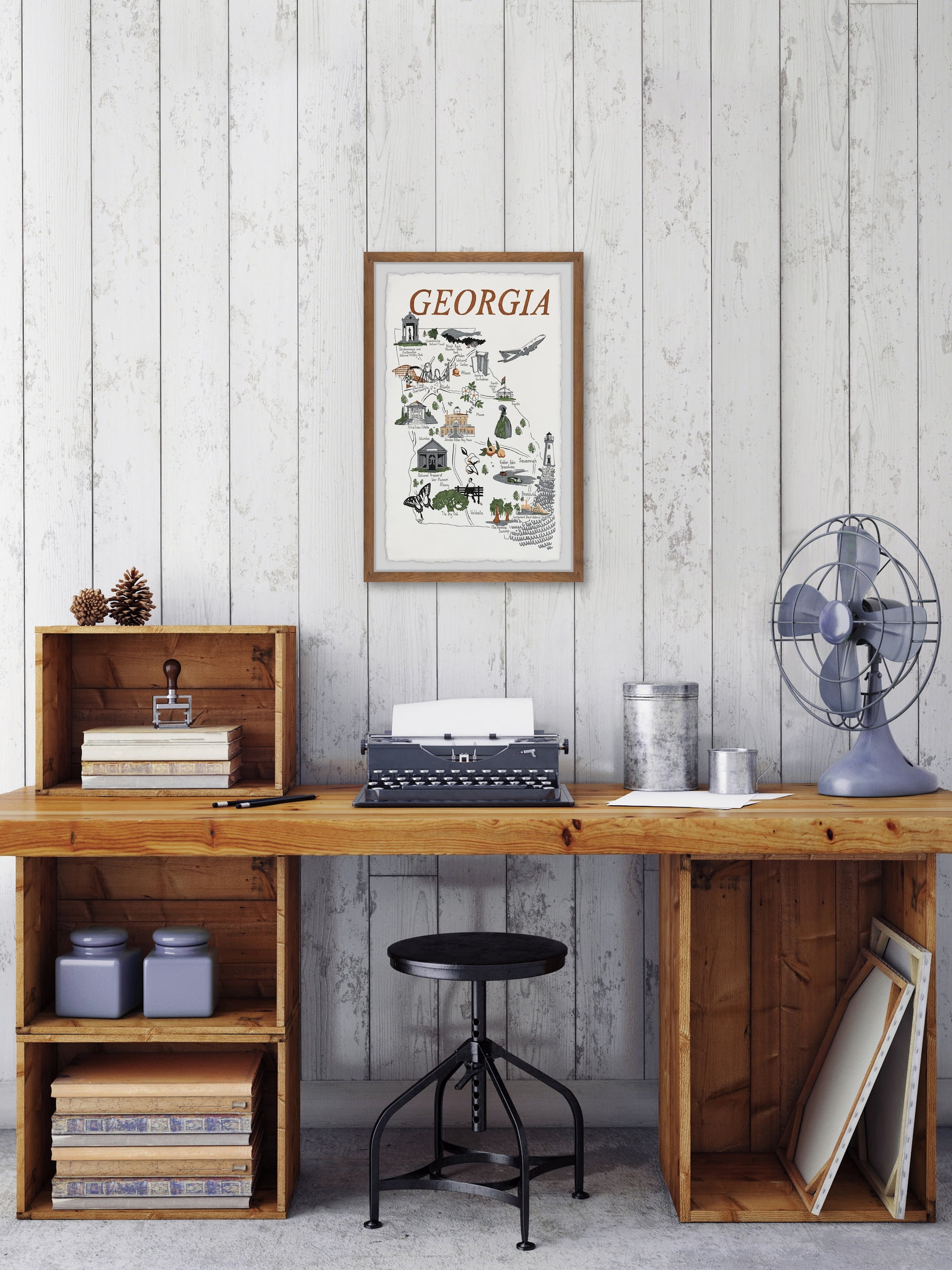 Marmont Hill Illustrated Map of Georgia Framed Wall Art