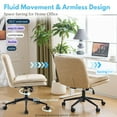 thumbnail image 4 of Sesslife Armless Cross-Legged Office Chair with Caster, Modern Adjustable Swivel Leather Computer Task Chair with Reclining, Comfy Upholstered Home Office Desk Chair for Office Home Bedroom, Beige, 4 of 8