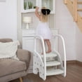 thumbnail image 3 of Toddler 3 Step Stool, Plastic Children Learning Helper Stool with Side Handles for Bathroom Sink, Kids Standing Tower with Non-Slip Pads for Kitchen Counter, Toilet Potty Training, Gray, 3 of 6