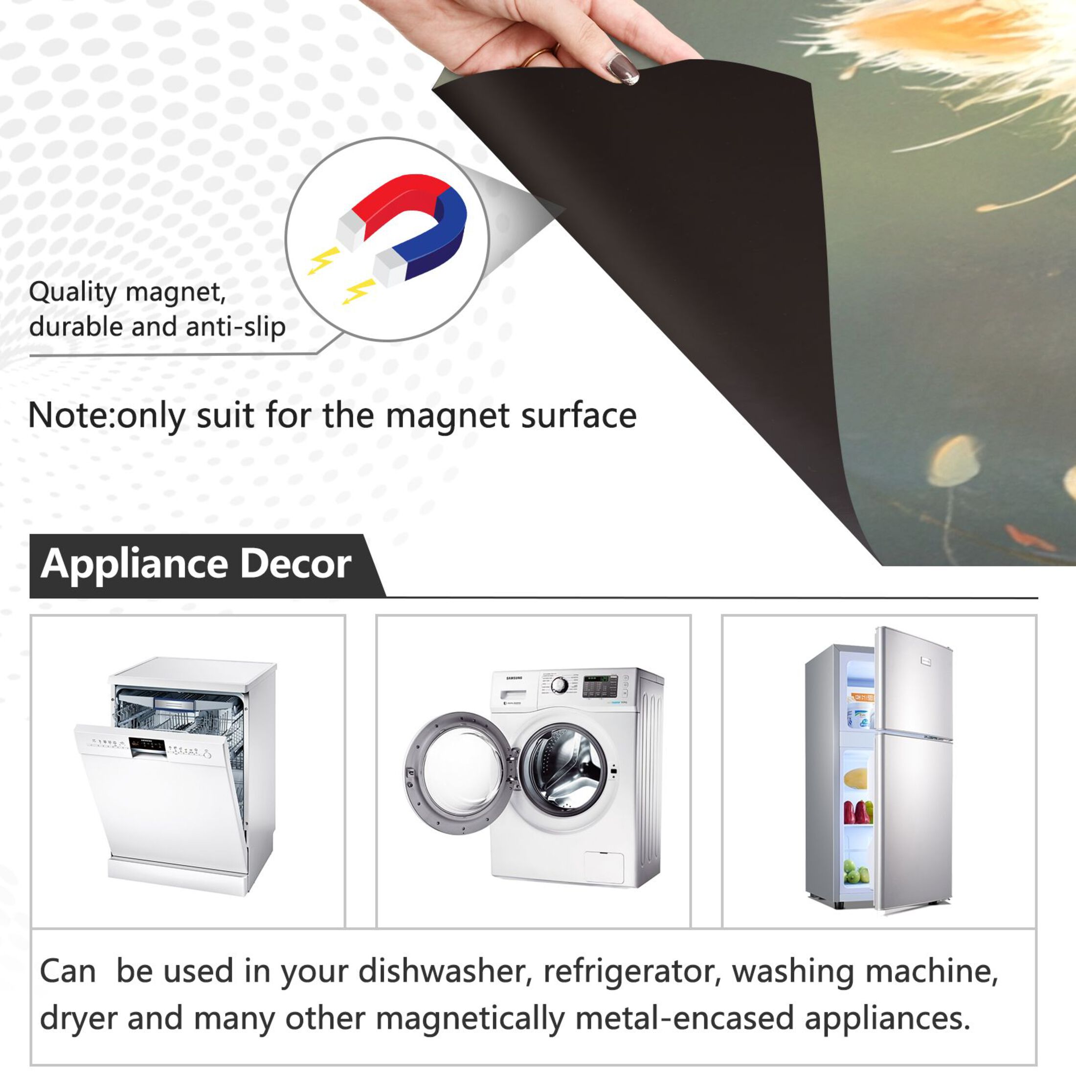 Dishwasher Magnetic Sticker 23x26 Inch Refrigerator Magnetic Sticker Washing Machine Magnetic Sticker Kitchen Panel Magnetic Sticker Home Decor Love White Cat