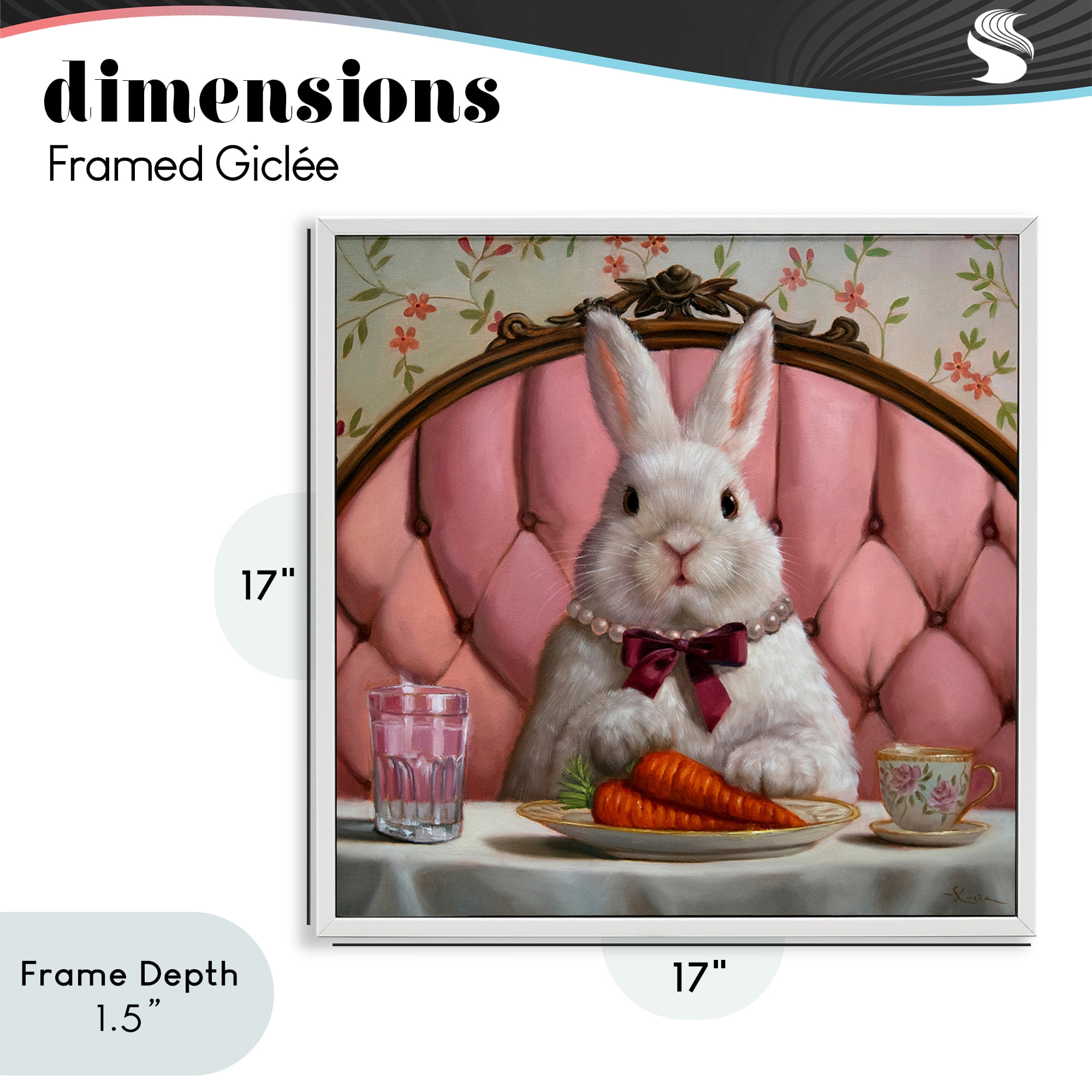 Stupell Industries Bun Appetit Rabbit Dining White Framed Giclee Art, design by Lucia Heffernan