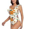 thumbnail image 2 of Wukai Squirrel With Colorful Tail Chic One Shoulder Swimwear with Ruffle Design and Tummy Control Skirt: Fashionable, Supportive, Comfortable for Beach-Medium, 2 of 7