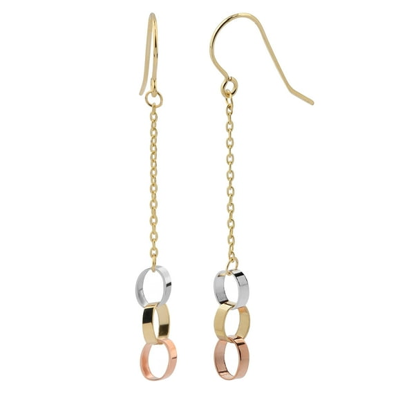 KoolJewelry 10k Tricolor Gold High Polish Circles Dangle Earrings
