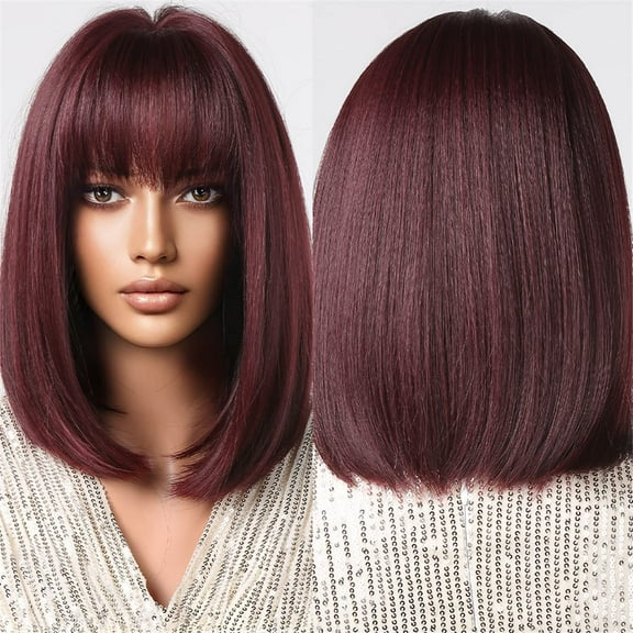 Bob Wigs for Women Synthetic Hair Wigs Short Bob Wigs With Bangs Straight Wigs Hair Replacement Natural Hair Looking for Girl Daily Use A5