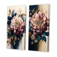 thumbnail image 3 of Designart "Pink and Deep Purple Zinnias I" Zinnias Wall Art Set Of 2 - Pink Floral Wall Decor Set Of 2, 3 of 7