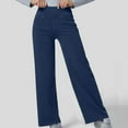 thumbnail image 3 of Women's High Waist Wide Leg Jeggings Stretch Pull On Denim Jeans Straight Leg Sweatpants with Pockets BU1 S, 3 of 8