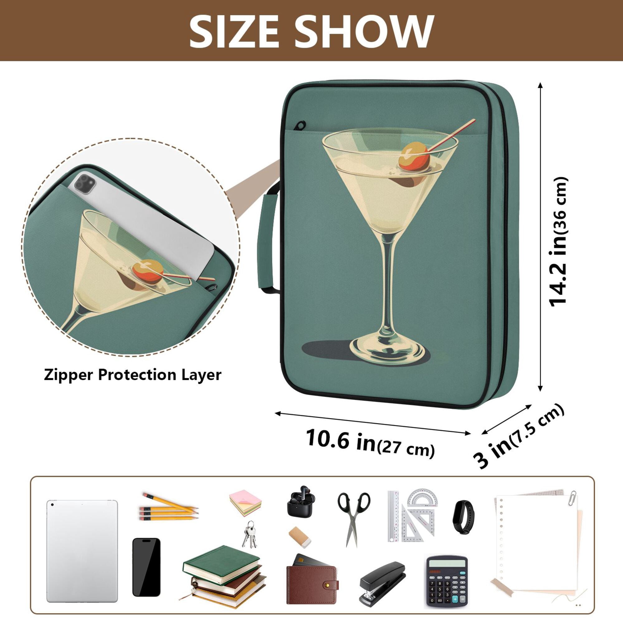 FORMRS Accordion File Folder A4 Size 7-Pocket Expanding Document Organizer Bag with 3 Ring Binder, Beige Martini