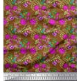 thumbnail image 1 of Soimoi Velvet Fabric Leaves & Azalea Floral Decor Fabric Printed Yard 58 Inch Wide, 1 of 3