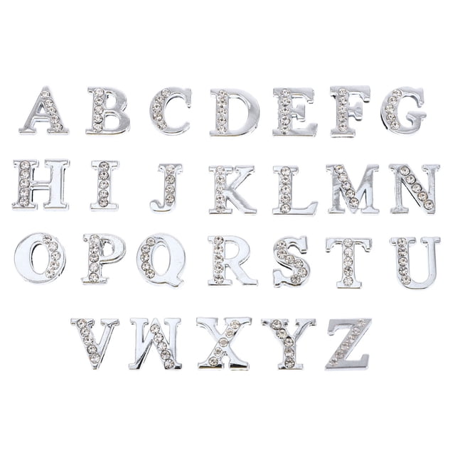 26 cuentas de aleación con letras de diamantes de imitación para pulseras