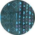 thumbnail image 1 of Ahgly Company Indoor Round Oriental Light Blue Industrial Area Rugs, 3' Round, 1 of 4