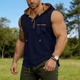 thumbnail image 4 of Guluxicc Mens Hooded Tank Tops Drawstring Button Sleeveless Workout Muscle Shirt Summer Outdoor Casual Top with Pocket, 4 of 8