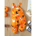 thumbnail image 3 of Franhais Baby Romper, Sleeveless Cartoon Cat/Ghost Button Closure Halloween Bodysuit for Girls Boys, 3 of 9