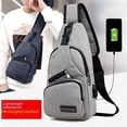 thumbnail image 2 of Bolso bandolera inteligente con puerto USB para hombre, estilo coreano, de lona, informal, 2 of 6