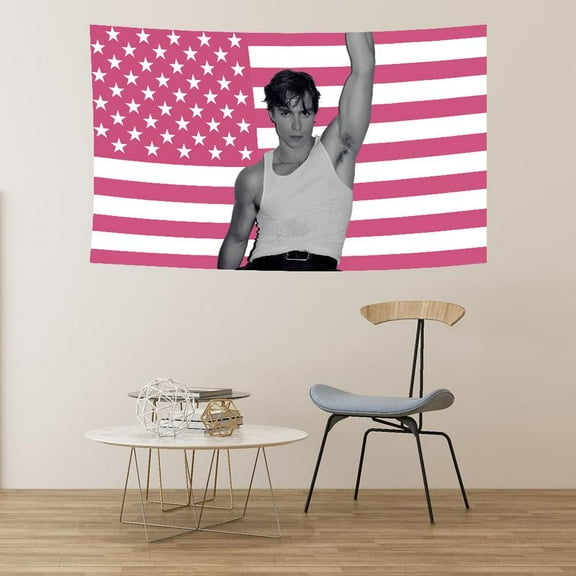 Nicholas Chavez Pink American flag Fun Banner Flag Holiday Decoration Wall Hanging Art Poster Suitable for Bedroom Living Room