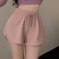 thumbnail image 4 of Bixock Womens Pajama Shorts Pj Pants Sleep Shorts Solid Color Knit High Waist Drawstring Shorts Thin Loose Sleepwear, 4 of 5