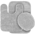 thumbnail image 2 of Gorgeous Home Linen 3pc Bathroom Soft Rug Set Large Rug , Contour Mat, and Toilet Lid Cover Rubber Backing Solid Color Silver Gray #6, 2 of 6