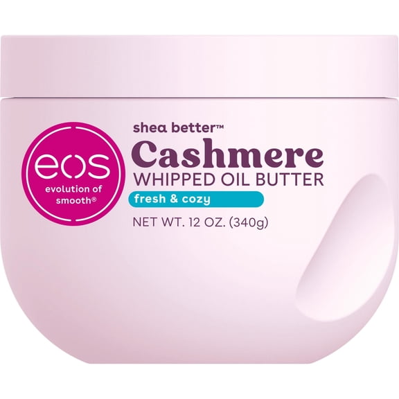 eos Fresh & Cozy Whipped Body Butter, 72 Hour Moisturizing Body Butter for Dry Skin with Shea, Cocoa & Argan Oil, 12 oz