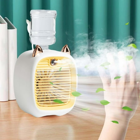 

PWPSG Water Conditioning Fan Mini Fan USB Fan Desktop Turbo Spray Humidification Cooler Portable Misting Fan Rechargeable Yellow