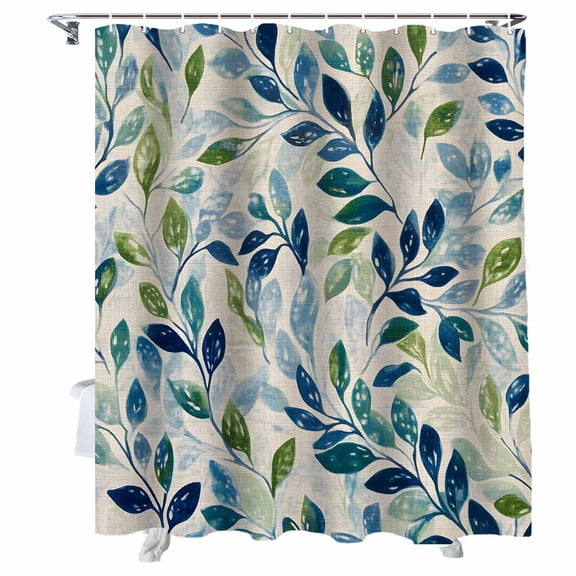 Shower Curtains Green Blue Leaf Bath Curtain Spring Leaves Waterproof Bathroom Shower Curtain Set with Hooks Decoration 72 x 84 Inches