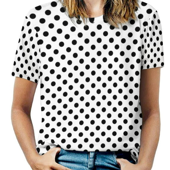 Black And White Polka Dot Print T Shirt Trendy Modern Art Elegant T Shirts Short-Sleeve Casual Tee Shirt Sexy Tees Big S