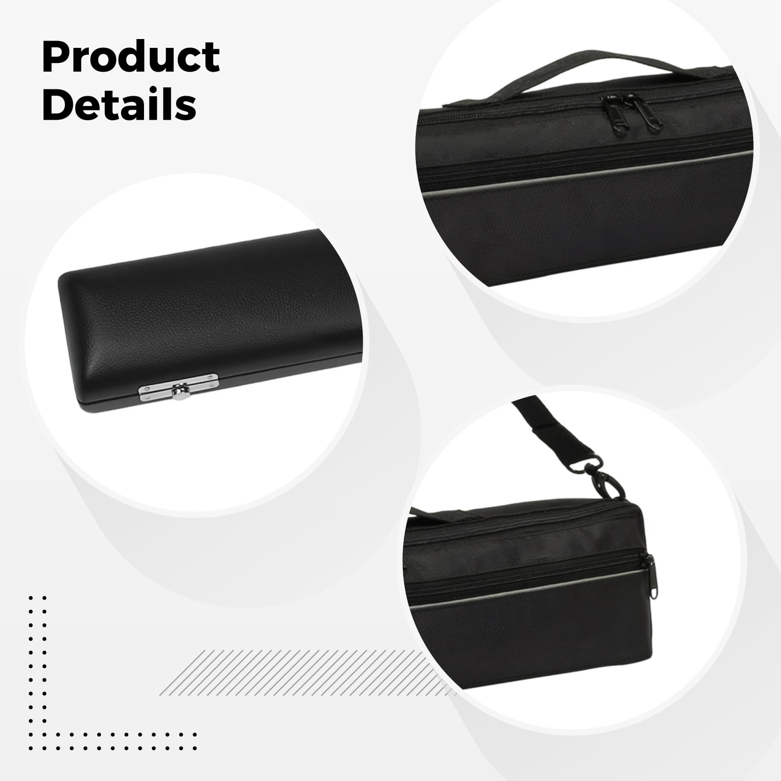 Flute Case Carrying Bag, PU Leather Flute Box with Wood Structure,16-Hole Flute Bag, Lightweight, with Adjustable Shoulder Strap and Handle, Long-lasting and Protective Storage