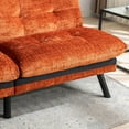 thumbnail image 5 of 71.6 Inch Convertible Loveseat Sofa Bed, Chenille Upholstered Sofa with Adjustable Backrest and Metal Legs, Modern Armless 2 Seater Couch for Compact Living Room, Bedroom and Apartment, Orange, 5 of 9