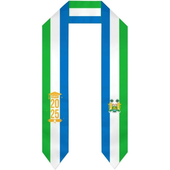 Class of 2025 Sierra Leone Flag Graduation Stoles Shawls Sash International Study Graduate Scarves
