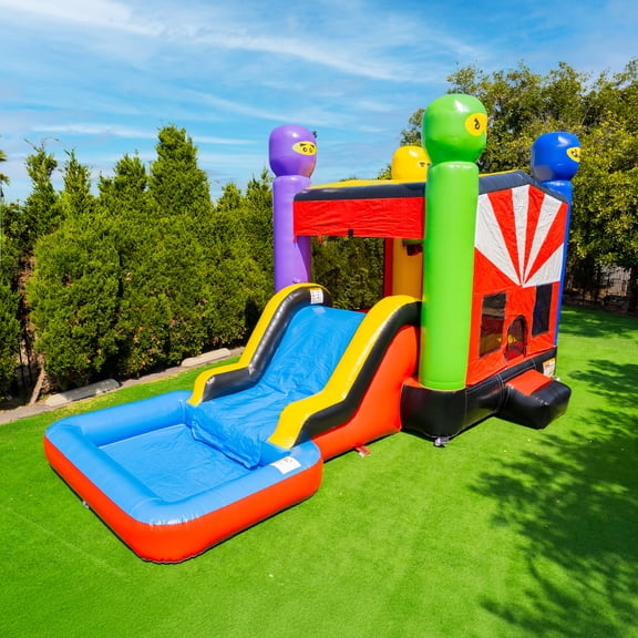 JumpOrange Ninja Bounce House Water Slide for Kids and Adults (with Blower)