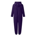 thumbnail image 6 of Front Zip Sherpa Fleece Onesie Hoodies Womens Shaggy Fuzzy Bear Ears Hooded Jumpsuit Winter Pajamas Homewear (M, Purple|Eye Mask), 6 of 6