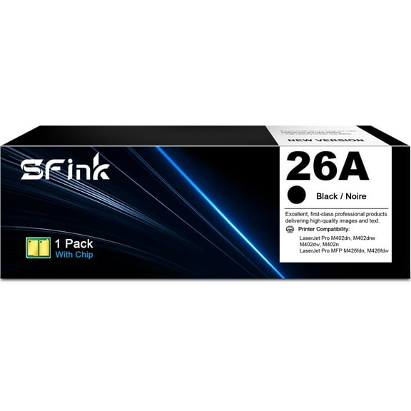 26A CF226A  Toner Cartridges Compatible for HP 26A (1 Pack Black)  for Color LaserJet Pro MFP M426fdw M426fdn,Pro M402dn M402n M402dne M402dw